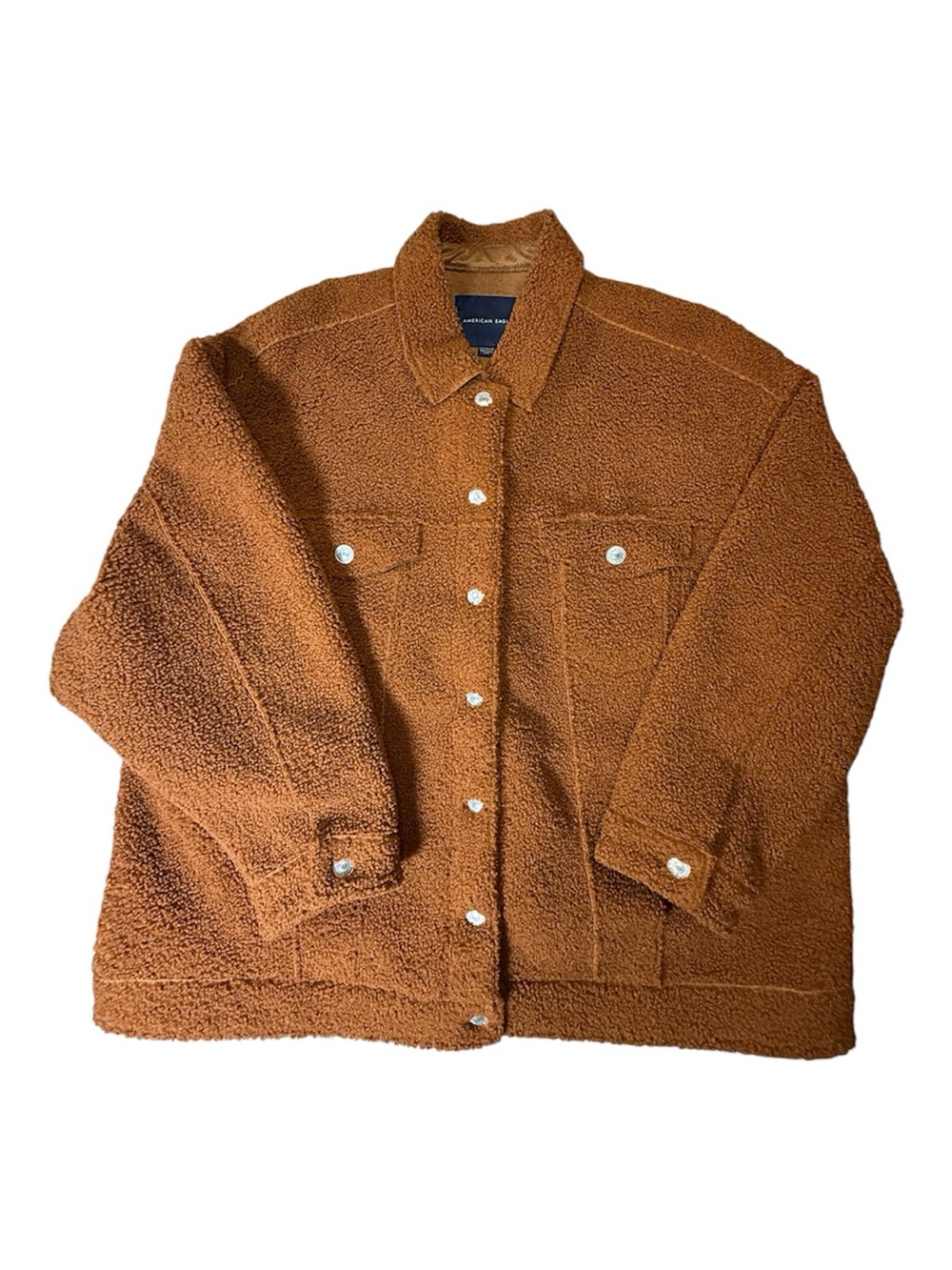 American Eagle XXL Brown Sherpa Teddy Trucker Jacket Oversized Button Front